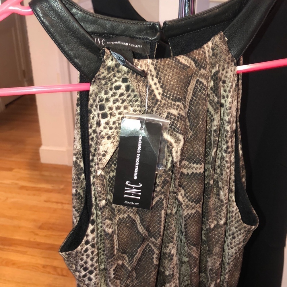 INC International Concepts size Small sleeveless brown & black snake print dress